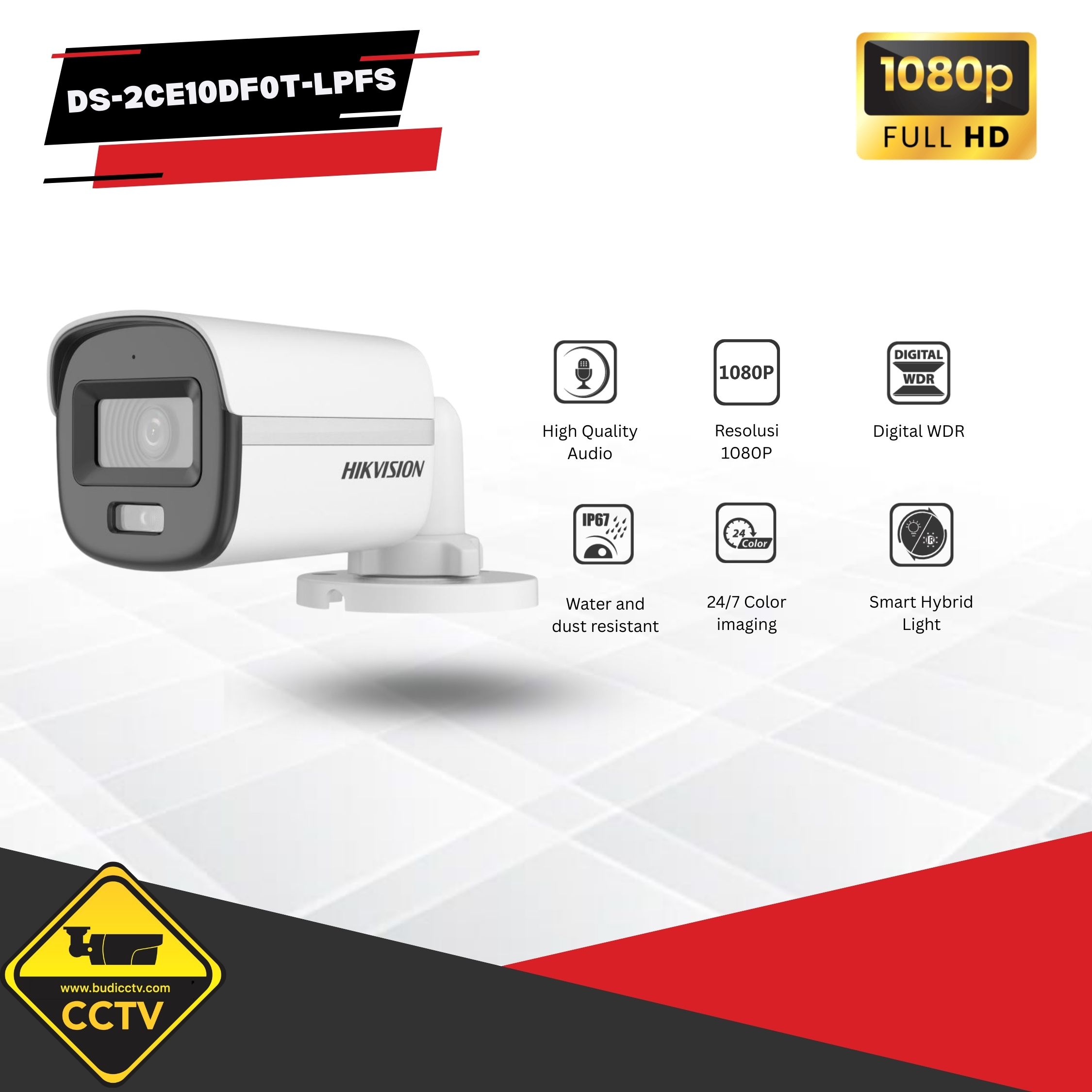 KAMERA HIKVISION OUTDOOR COLORVU AUDIO 2MP DS-2CD10DF0T-LPFS