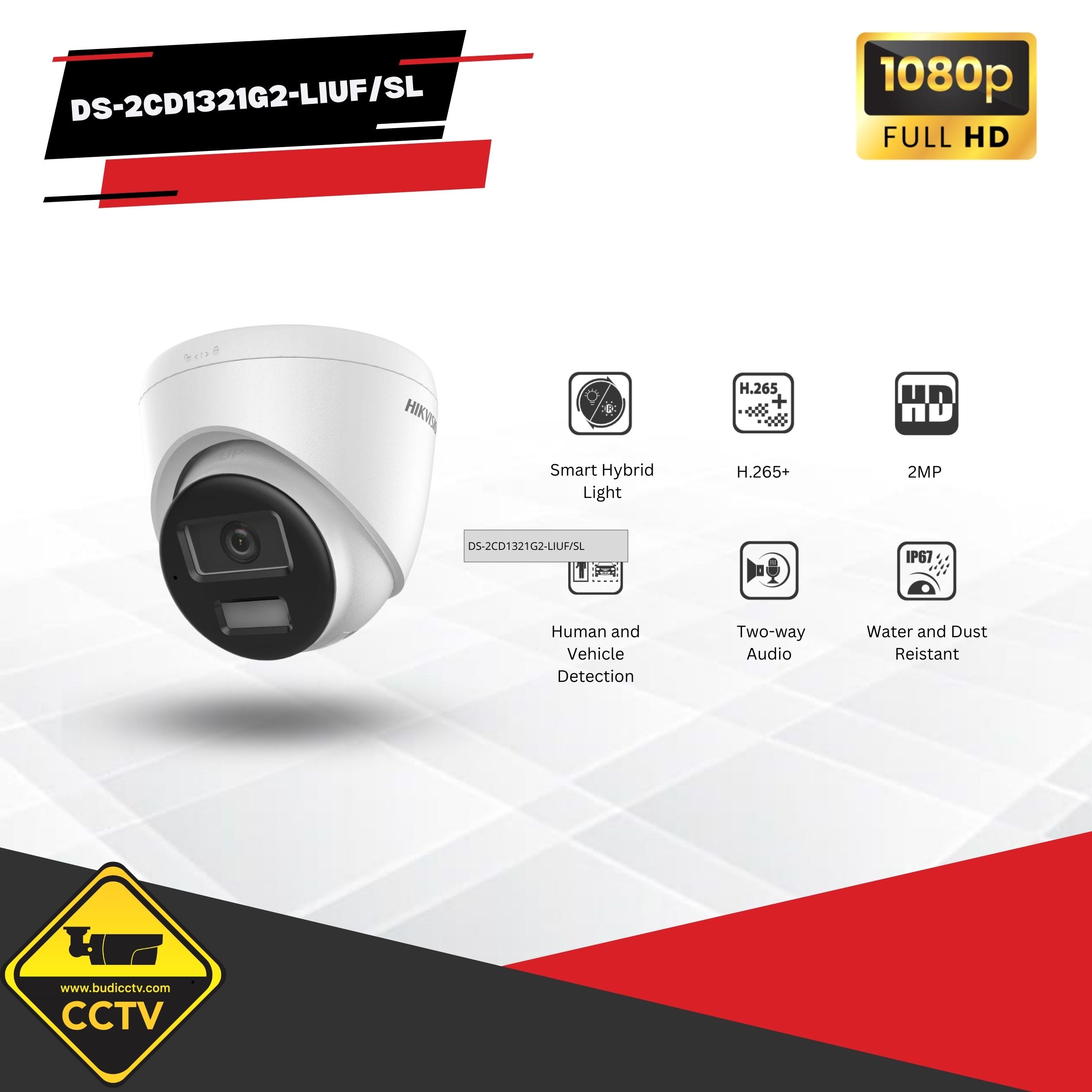 IP KAMERA HIKVISION INDOOR 2MP TWO-WAY AUDIO DS-2CD1321G2-LIUF/SL